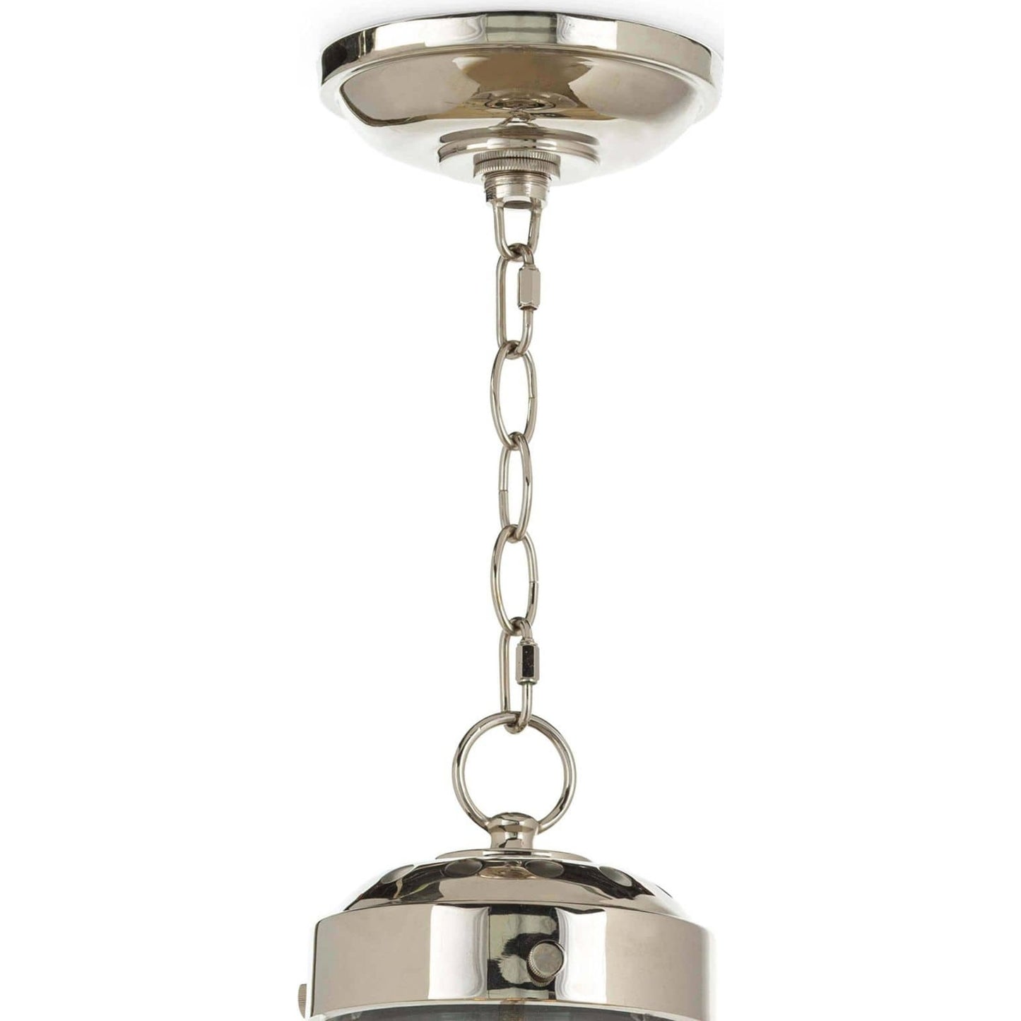 006 S-286950 | Closeup | Globe Pendant in Polished Nickel by Regina Andrew in nickel and polished nickel. Made from glass in a traditional style.