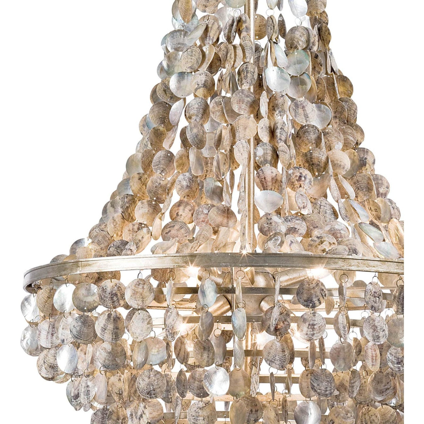 006 S-286780 | Closeup | Capri Abalone Shell Chandelier by Regina Andrew in silver. Made from steel in a coastal style.