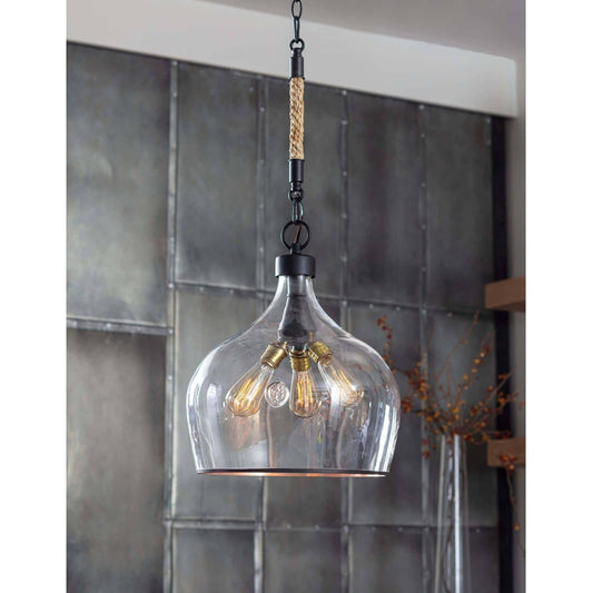 Demi John Pendant by Regina Andrew in ebony and blackened steel. Made from unique in a transitional style.