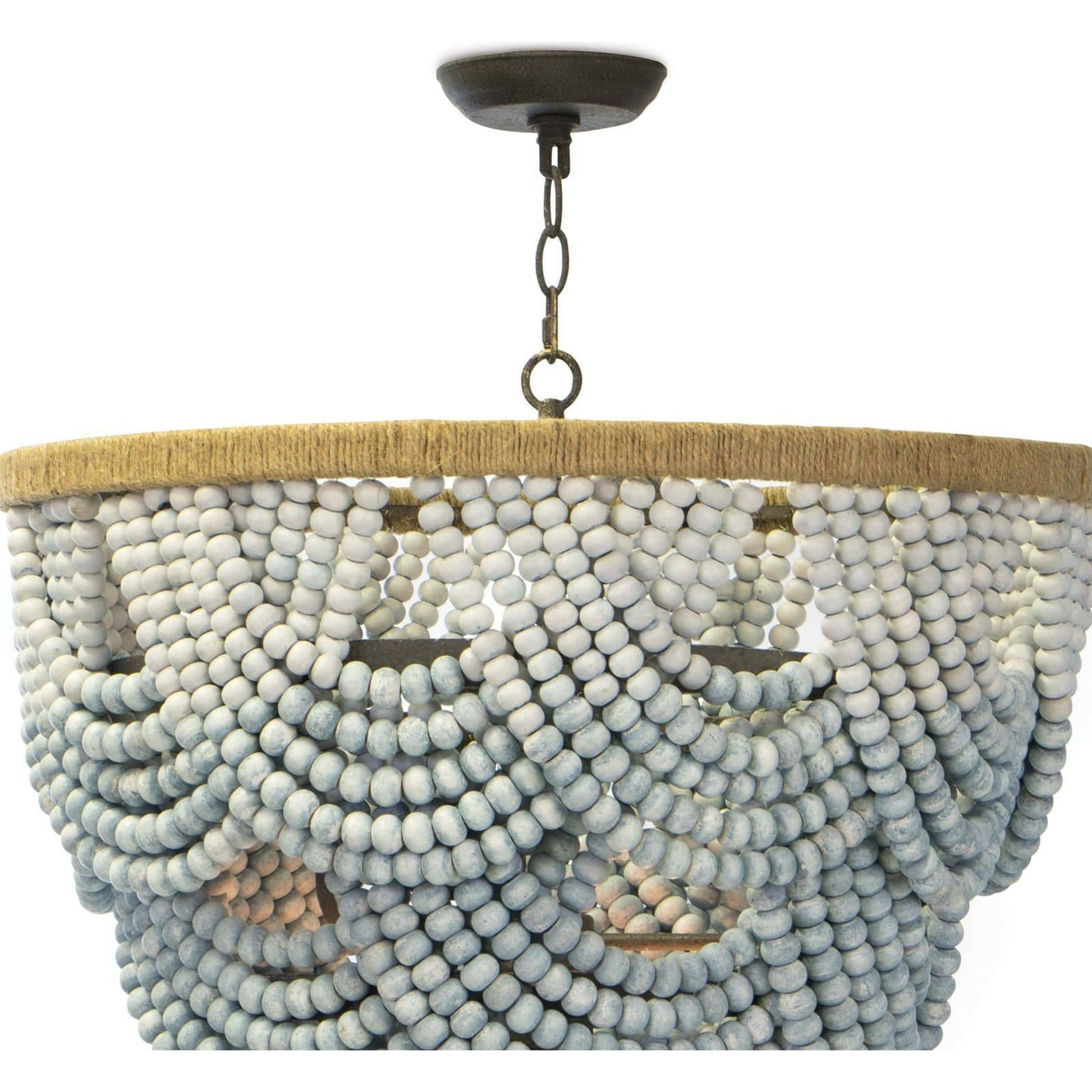Ombre Wood Bead Chandelier by Regina Andrew in blue and blue. Made from birch wood in a coastal style.