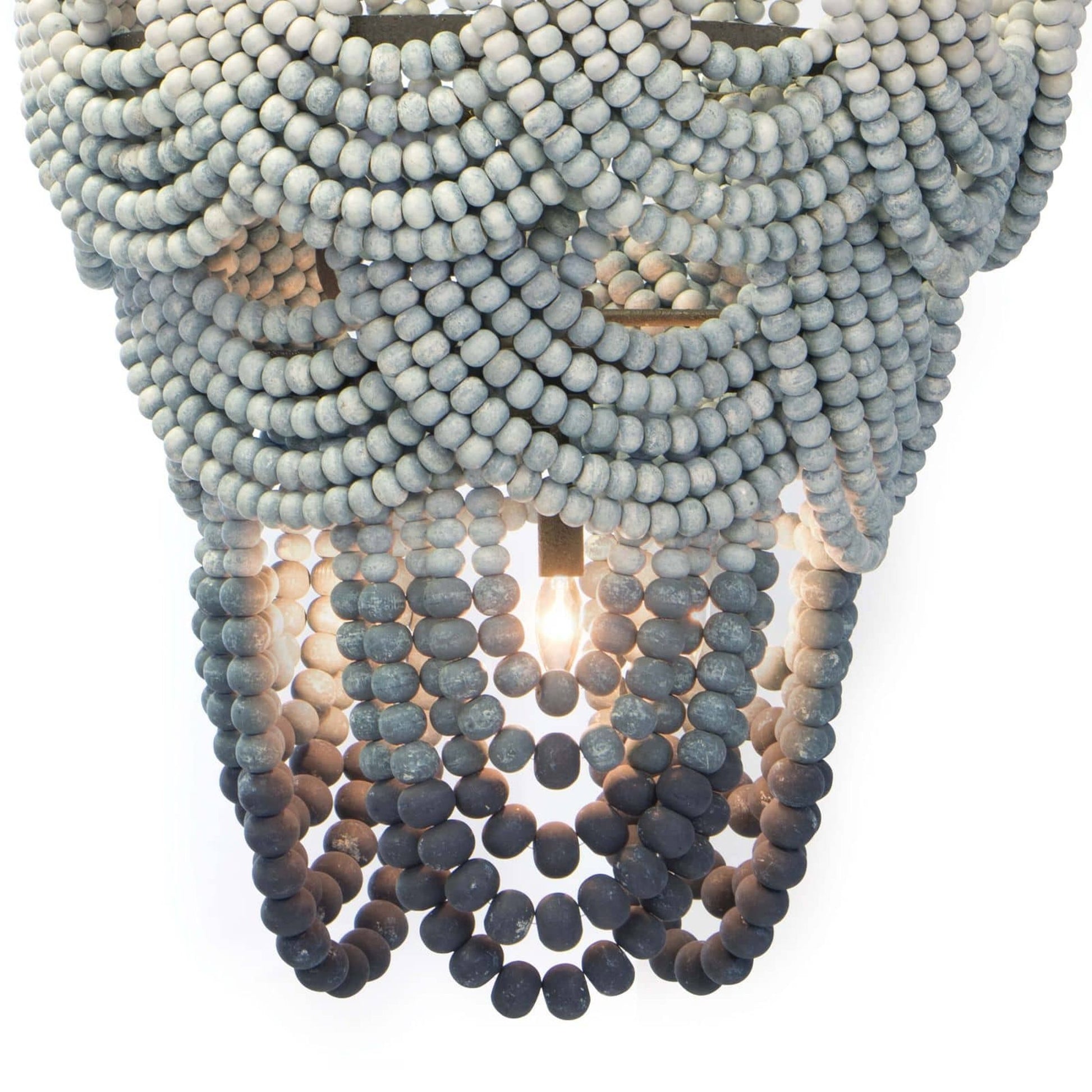 Ombre Wood Bead Chandelier by Regina Andrew in blue and blue. Made from birch wood in a coastal style.