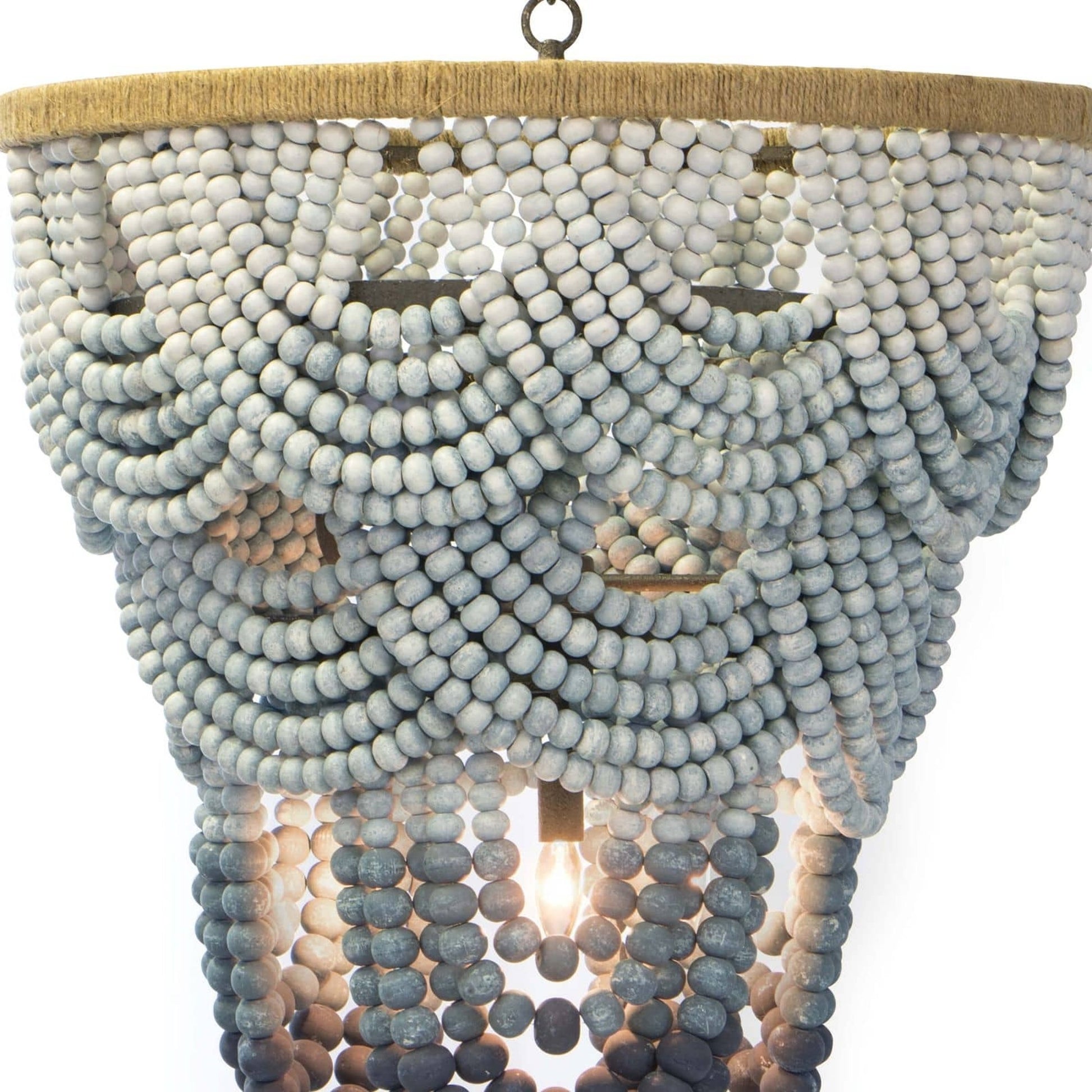 Ombre Wood Bead Chandelier by Regina Andrew in blue and blue. Made from birch wood in a coastal style.