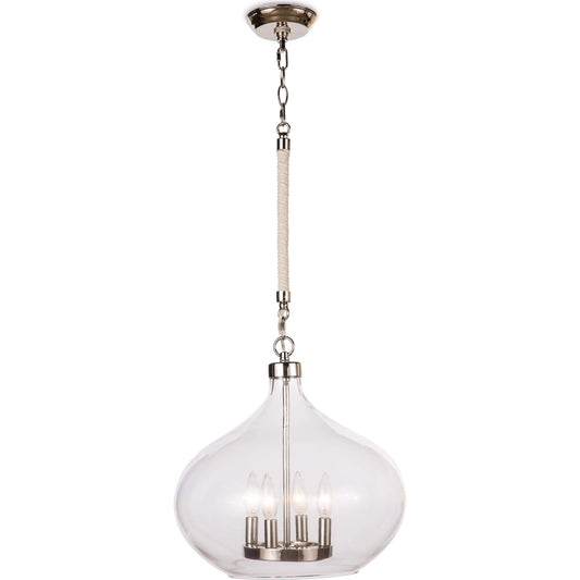 Dover Pendant in Polished Nickel by Regina Andrew in polished nickel. Made from glass in a transitional style.