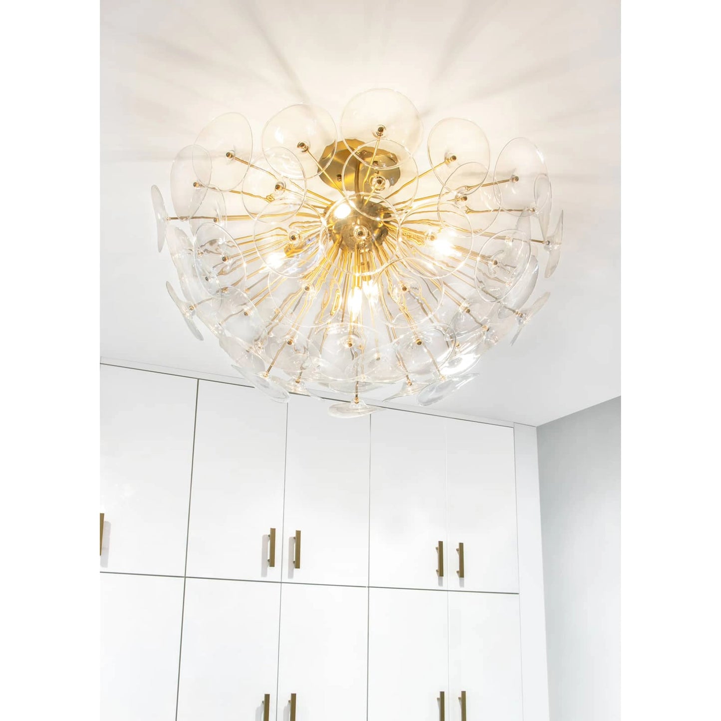 004 SR-770035 | Lifestyle | Poppy Glass Semi Flush Mount by Regina Andrew in brass and natural brass. Made from steel in a transitional style.