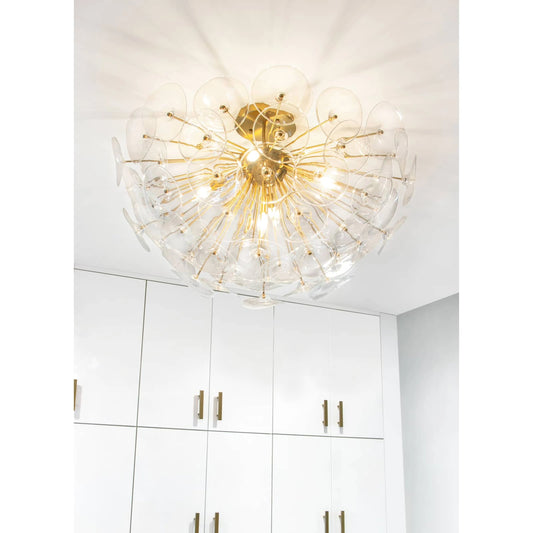Poppy Glass Semi Flush Mount by Regina Andrew in brass and natural brass. Made from steel in a transitional style.