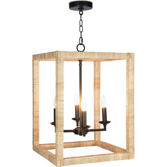 Newport Lantern by Regina Andrew in natural. Made from natural rattan in a rustic style.