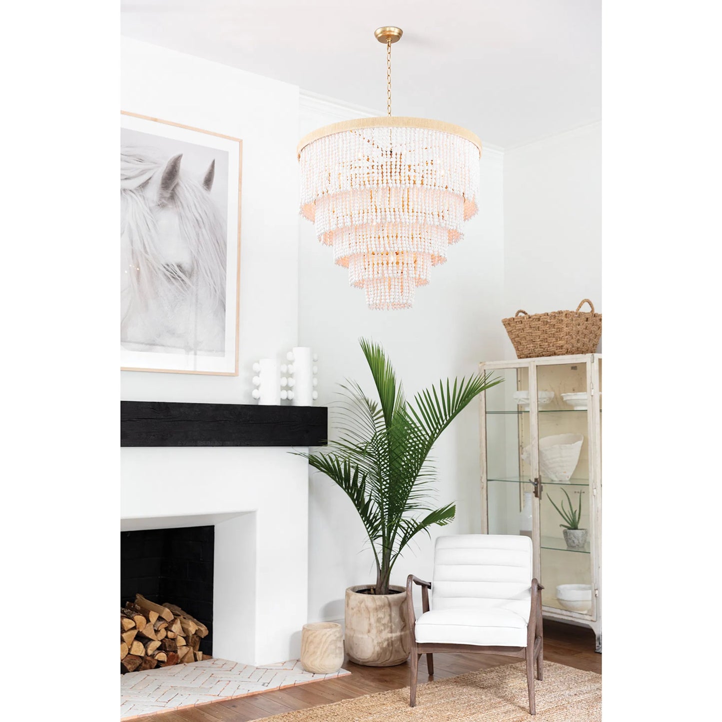 004 SI-2262711 | Lifestyle | Waterfall Chandelier by Regina Andrew in white. Made from wood in a modern style.