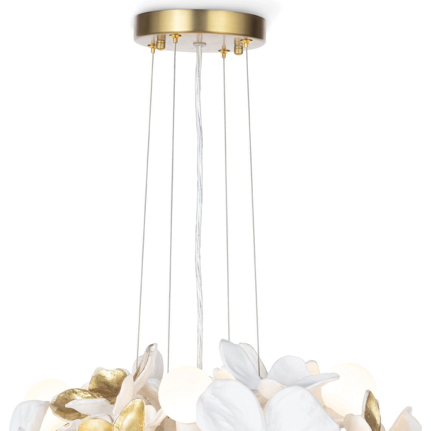 003 SI-2002231 | Closeup | Dogwood Chandelier by Regina Andrew in white. Made from resin in a modern style.