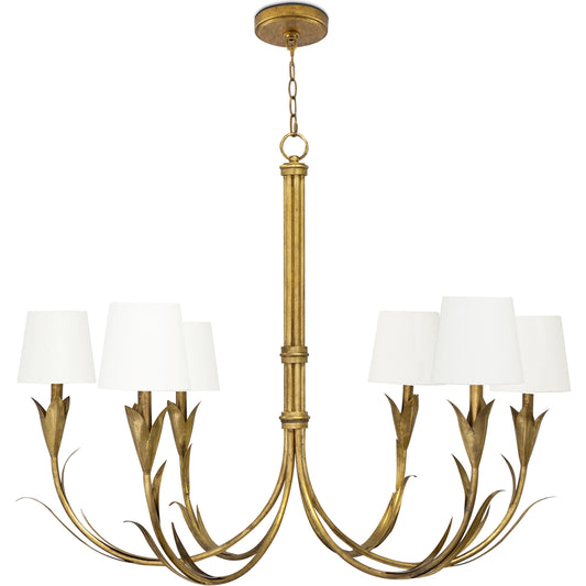 001 SI-2002232 | Primary Silo | River Reed Chandelier by Regina Andrew in antique gold leaf. Made from steel in a modern style.