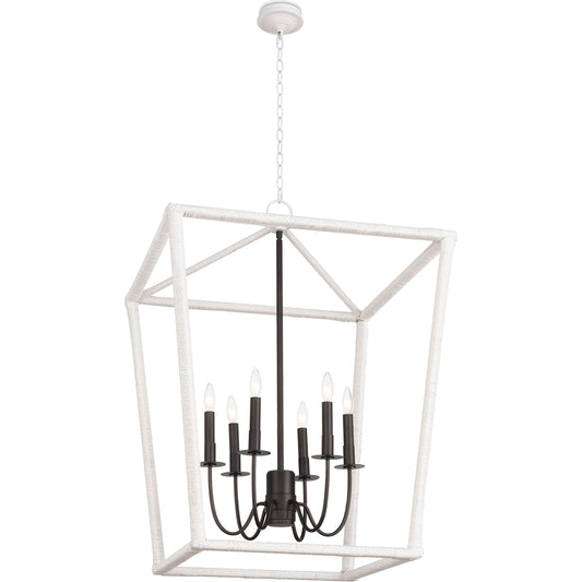 Luella Lantern by Regina Andrew in white and blackened brass. Made from jute rope in a transitional style.