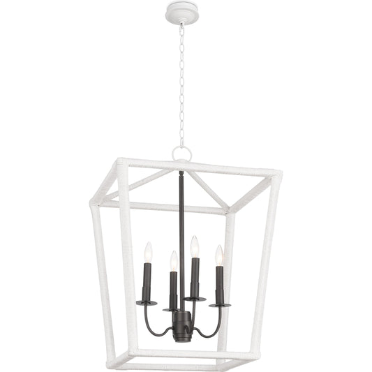 Luella Lantern by Regina Andrew in white and blackened brass. Made from jute rope in a transitional style.