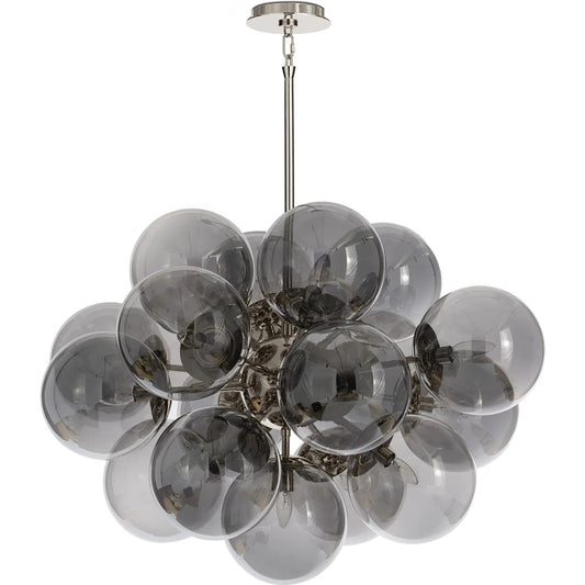 001 SI-2262748 | Primary Silo | Shine Chandelier, Smoked by Regina Andrew in polished nickel. Made from glass in a unique style.
