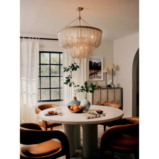 Cameron Chandelier by Regina Andrew in white. Made from birch wood in a unique style.