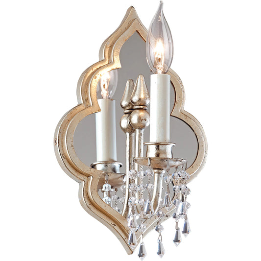 Bijoux 1 Light Wall Sconce by Corbett in warm silver leaf. Made from hand crafted iron in a transitional style.
