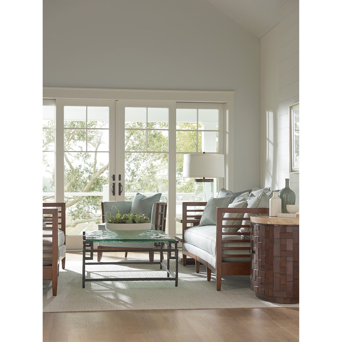 003 SR-836479 | Lifestyle | St. Lucia Sofa by Tommy Bahama Home in green. Made from unique in a coastal style.