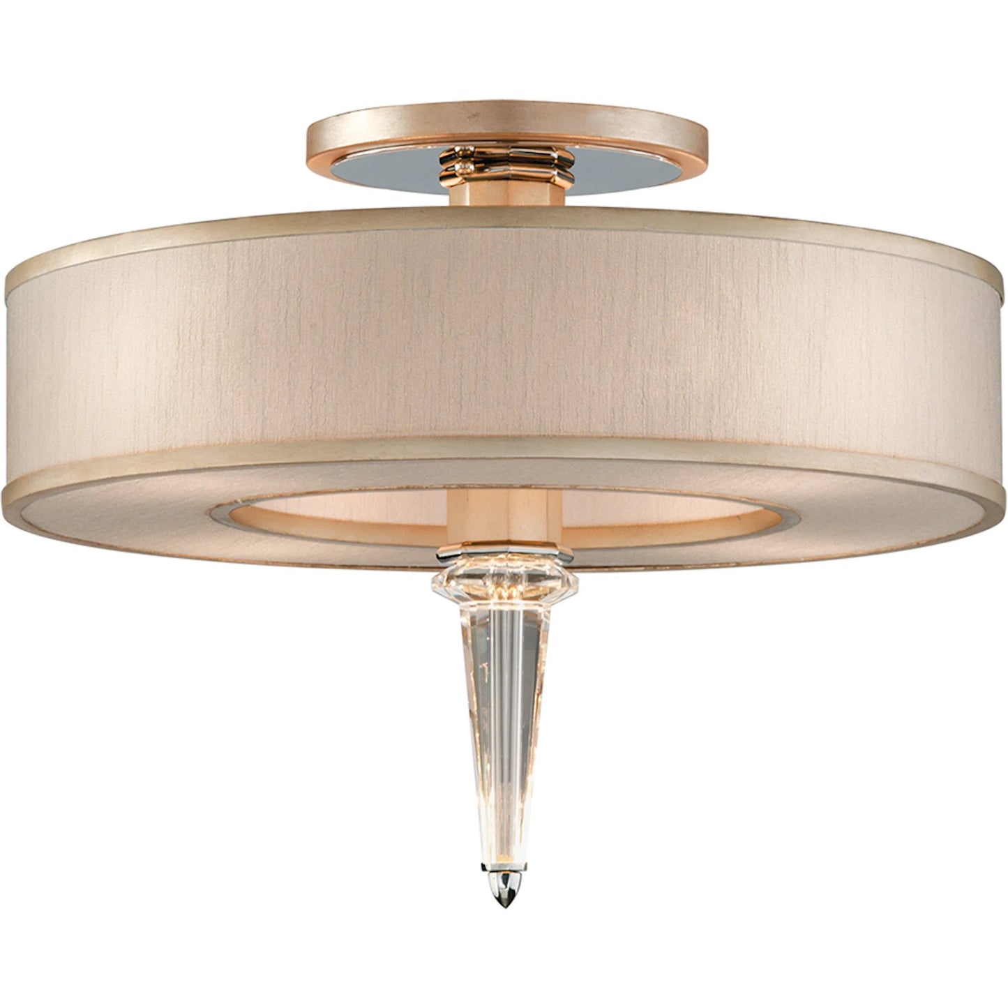001 SI-2072753 | Primary Silo | Harlow Semi Flush by Corbett in tranquility silver leaf. Made from hand crafted iron in a transitional style.