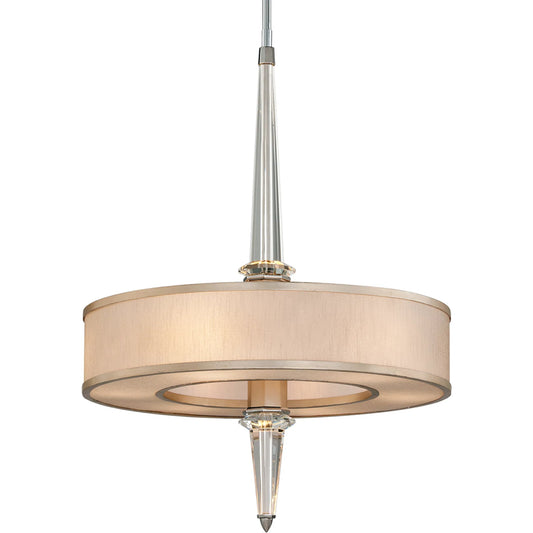 Harlow 6 Light Pendant by Corbett in warm silver leaf. Made from hand worked iron in a transitional style.