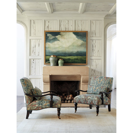 San Carlos Chair by Lexington in blue, beige and walnut. Made from unique in a transitional style.