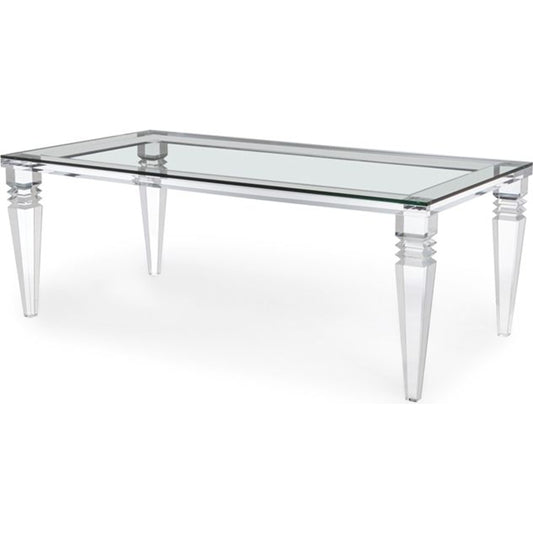 Savannah Dining Table by Interlude Home in clear, clear glass. Made from acrylic, glass in a modern style.