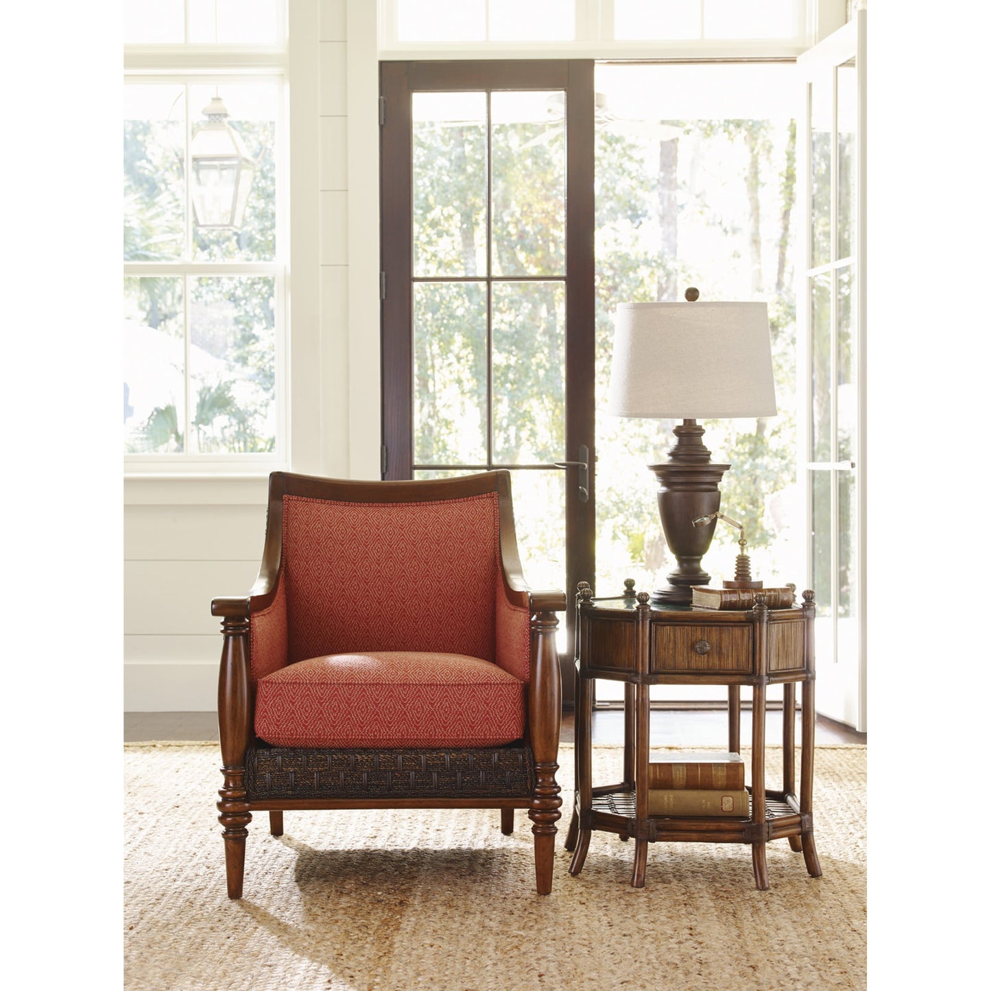 004 SR-836106 | Lifestyle | Flamingo Octagonal End Table by Tommy Bahama Home. Made from unique in a coastal style.