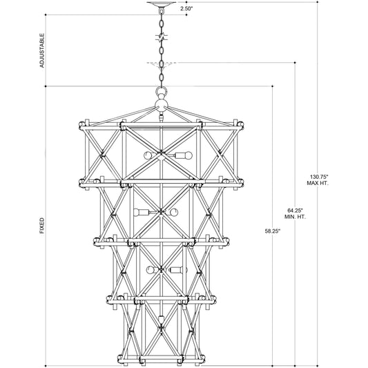 Kingali Grande Chandelier by Currey and Company in natural, new brass. Made from rattan, wrought iron in a eclectic & global style.
