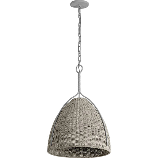 Woodlawn Pendant by Hudson Valley in white plaster. Made from natural woven in a rustic style.