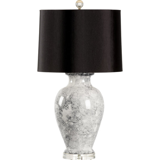 Argento Lamp by Wildwood in black, grey, cream glaze, clear. Made from ceramic in a transitional style.
