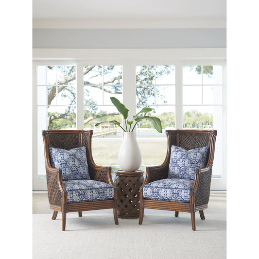 Rum Beach Chair by Tommy Bahama Home in plantation. Made from intricate in a coastal style.
