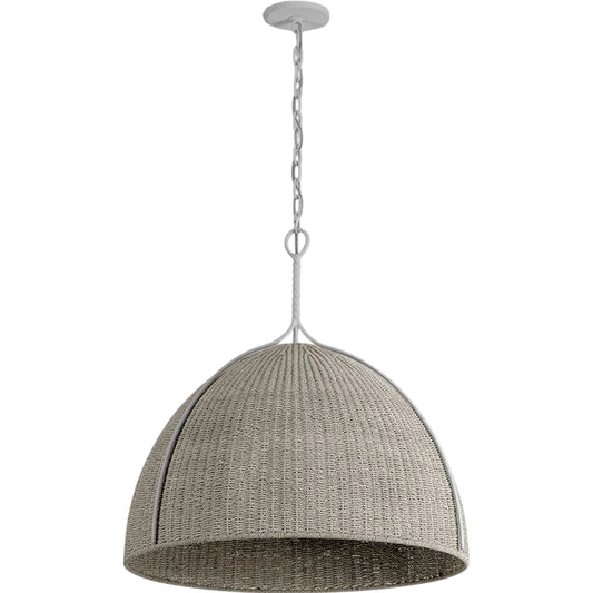 Woodlawn Pendant by Hudson Valley in white plaster. Made from natural woven in a rustic style.