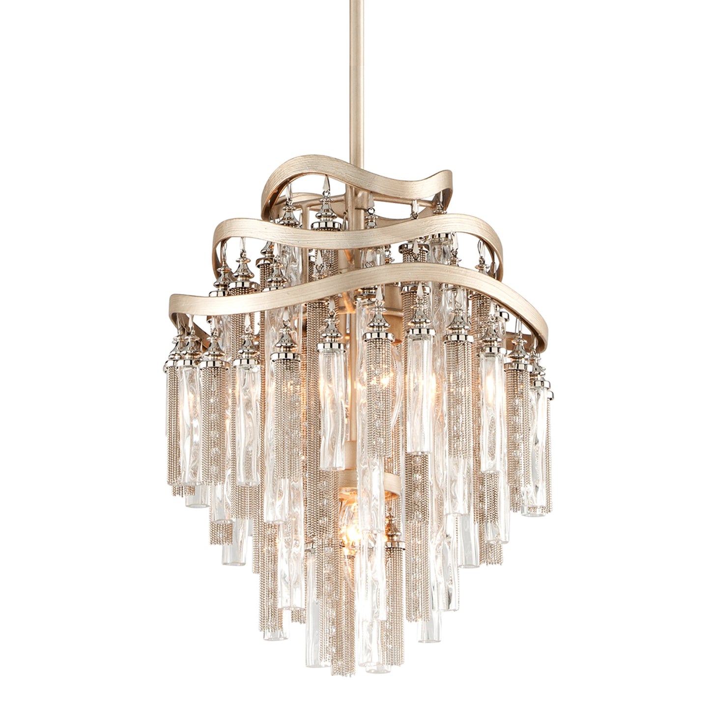 002 SI-2072694 | Additional Silo | Chimera Pendant by Corbett in tranquility silver leaf. Made from hand crafted iron in a modern style.