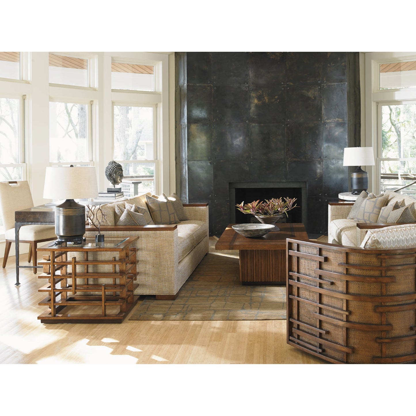 004 SR-836299 | Lifestyle | Nobu Square Lamp Table by Tommy Bahama Home. Made from unique in a modern style.