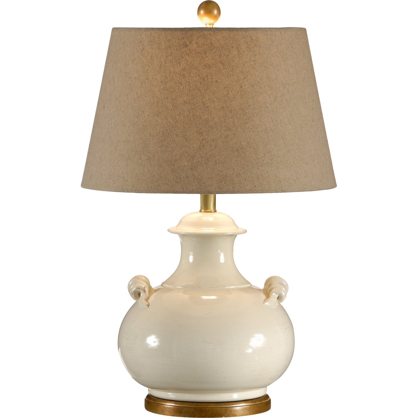 001 SR-386071 | Primary Silo | Niccolo Lamp by Wildwood in ivory, white glaze, antique gold. Made from ceramic, porcelain in a transitional style.