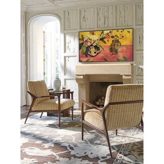 Warren Chair by Lexington in cream, brown and dark brown. Made from oak, fabric in a unique style.