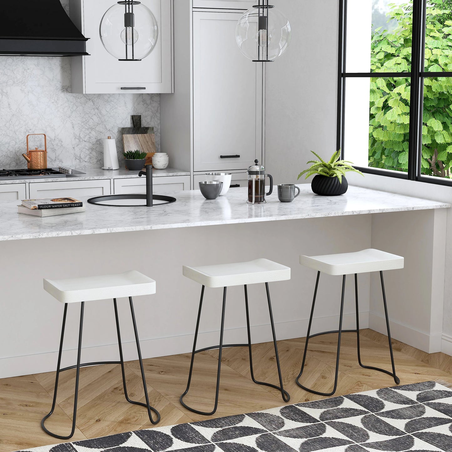 003 O-BUTLER-1839290 | Lifestyle | Alton Bar Stool by Butler Specialty Company in multi-color and artifacts. Made from mango wood solids, iron in a modern style.