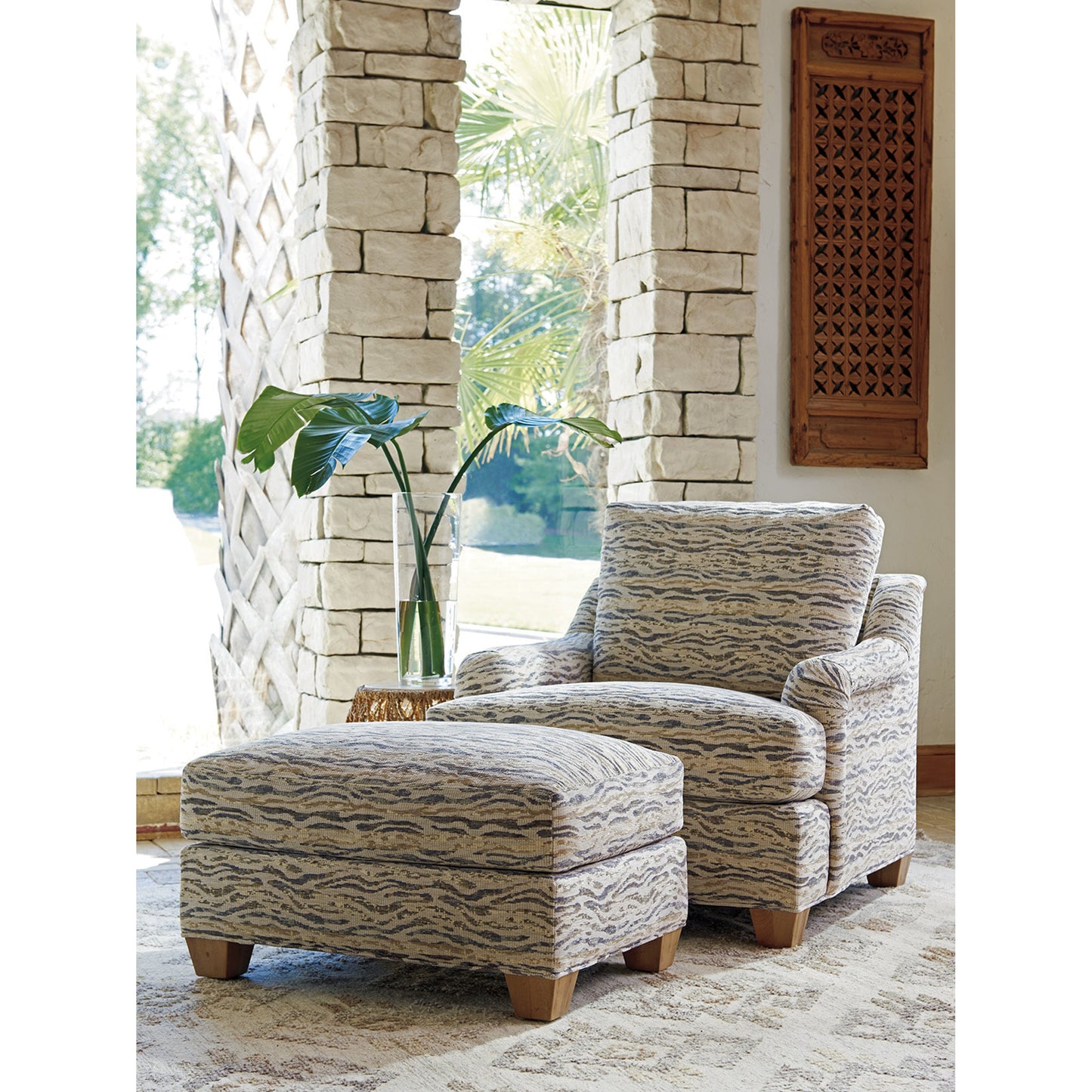 003 SR-835950 | Lifestyle | Barton Ottoman by Tommy Bahama Home. Made from unique in a transitional style.