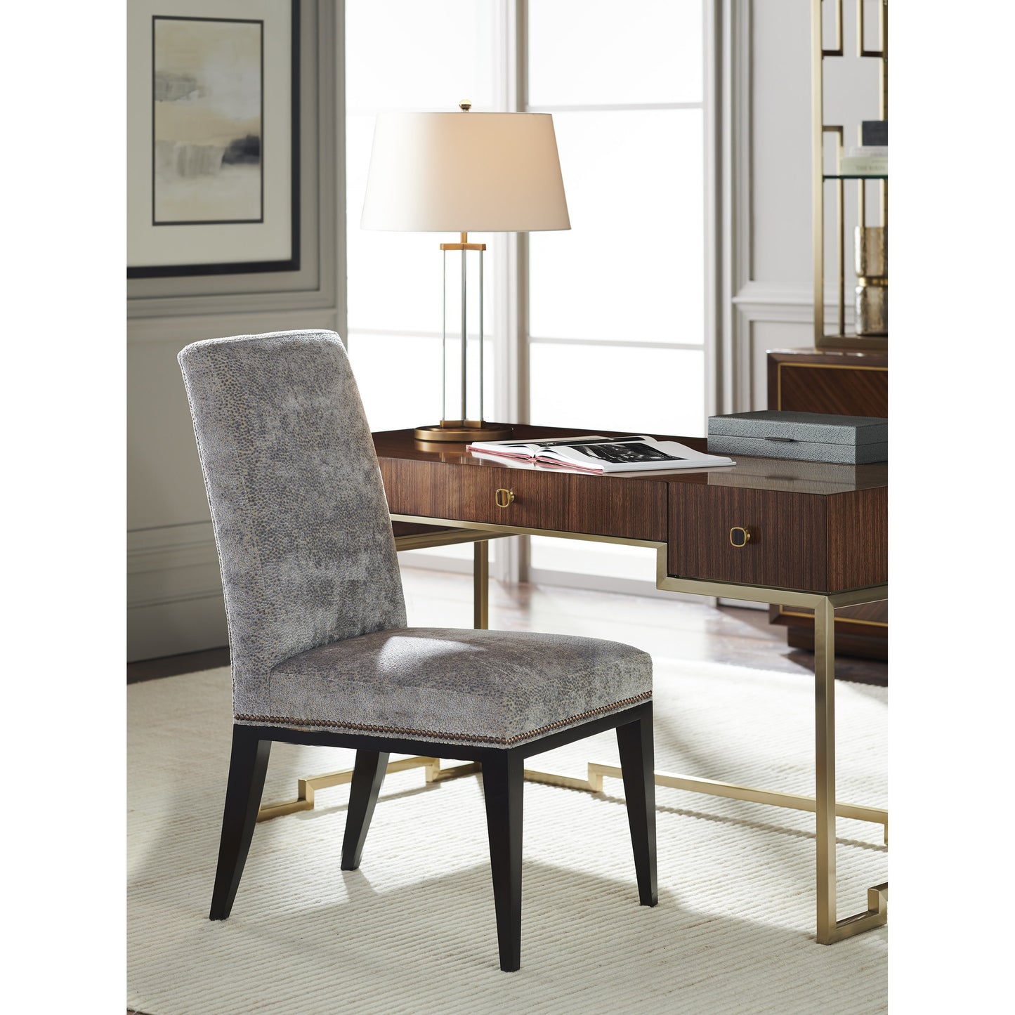 003 SR-835492 | Lifestyle | Lowell Dining Chair by Lexington in gray. Made from unique in a transitional style.