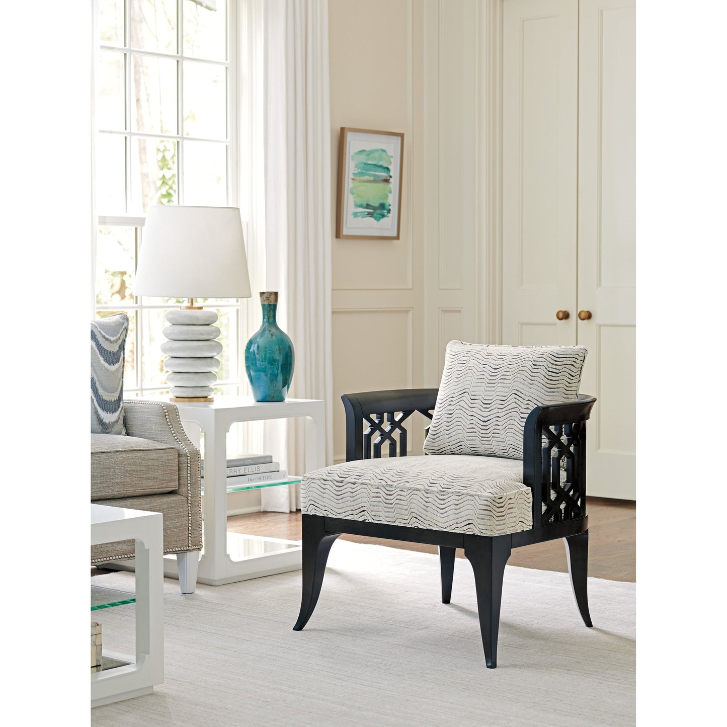 003 SR-835367 | Lifestyle | Gatewick Chair Gray by Lexington in gray. Made from unique in a coastal style.