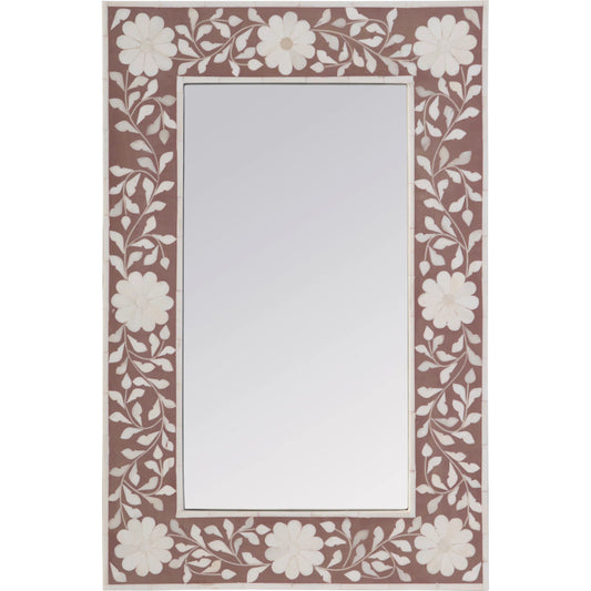 Vivienne Rectangular Bone Inlay Hanging Accent Wall Mirror by Butler Specialty Company. Made from mdf, bone (camel), mirrored glass, resin in a traditional style.