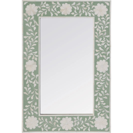 Vivienne Rectangular Bone Inlay Hanging Accent Wall Mirror by Butler Specialty Company. Made from mdf, bone (camel), mirrored glass, resin in a traditional style.