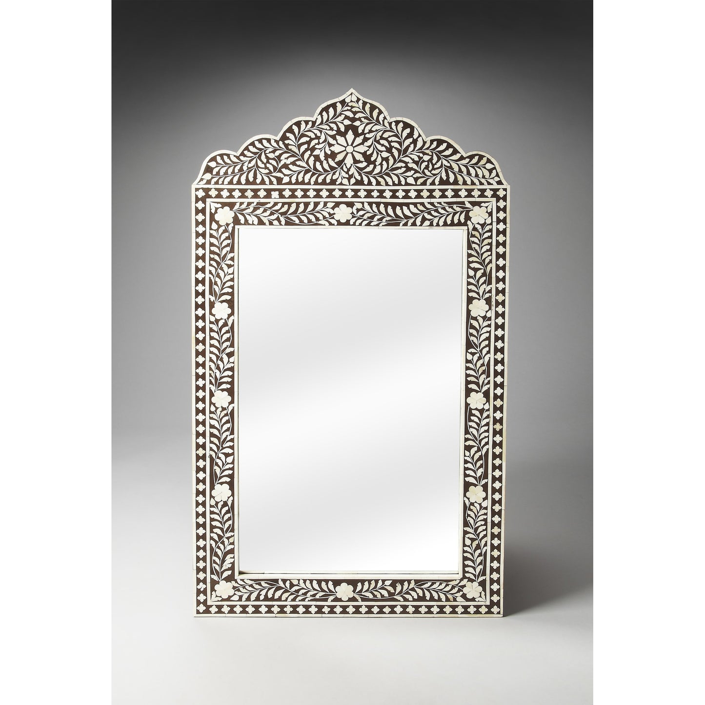 003 O-BUTLER-1856070 | Additional Silo | Victoria Black Bone Inlay Wall Mirror by Butler Specialty Company in dark brown and heritage. Made from mdf, bone in a eclectic & global style.