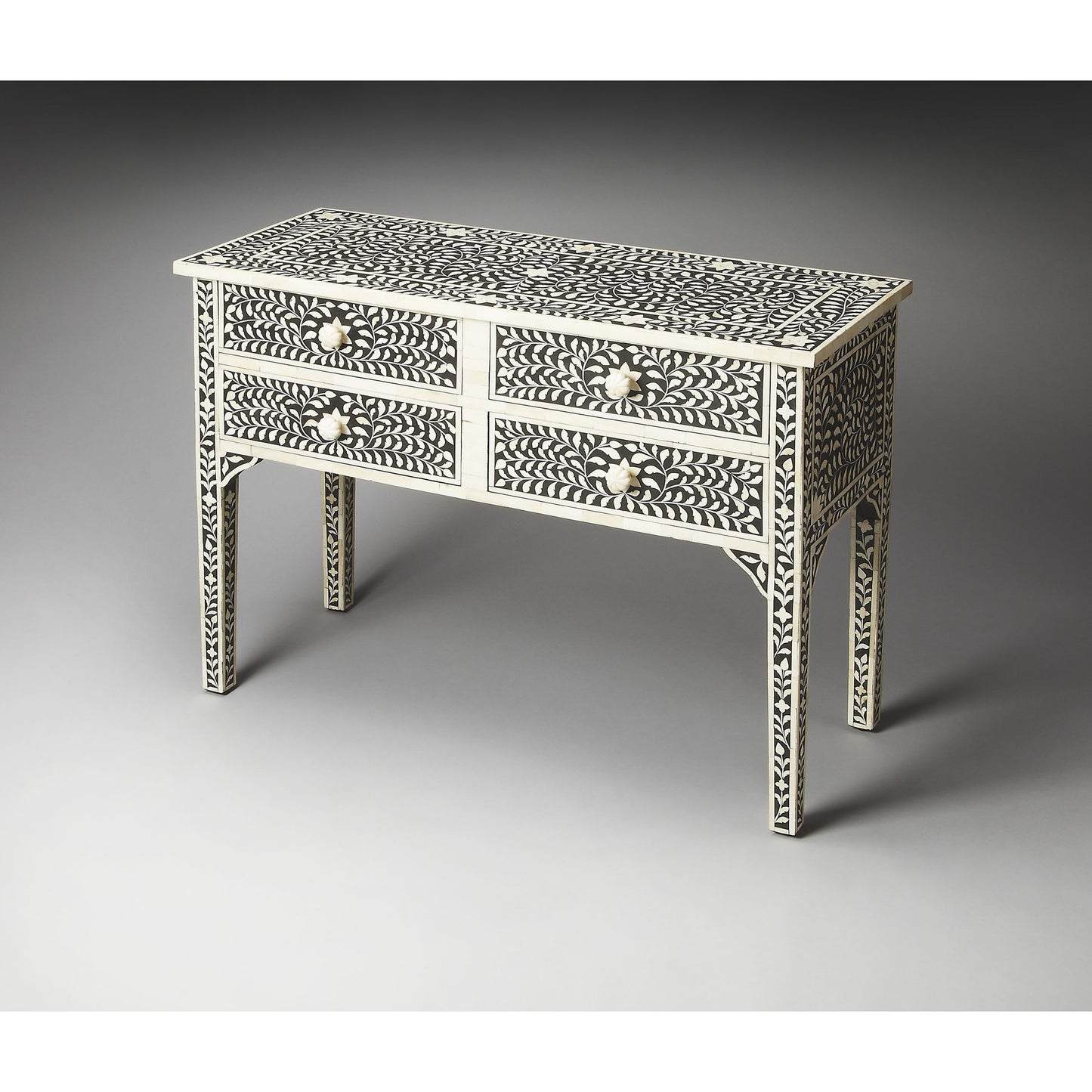 003 O-BUTLER-1860070 | Additional Silo | Vivienne Console Table by Butler Specialty Company in black and heritage. Made from wood, mdf, bone in a eclectic & global style.