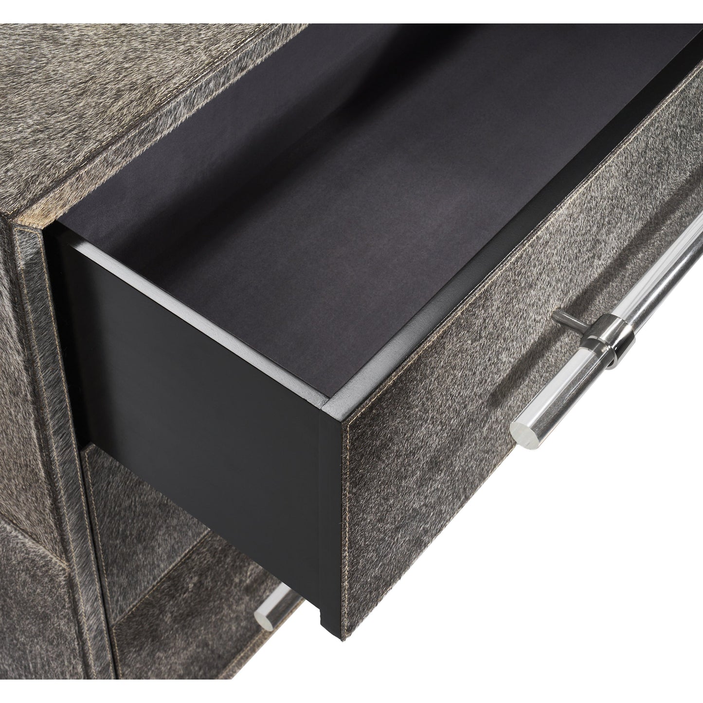 004 SI-1908920 | Closeup | Cassian 6 Drawer Chest by Interlude Home in light natural, grey. Made from hide, metal, acrylic in a modern style.