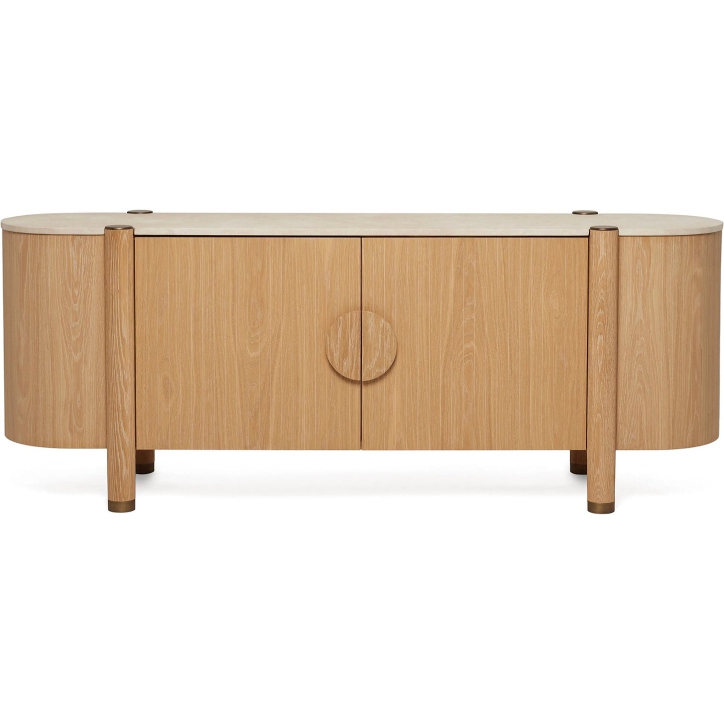 002 SI-2531119 | Additional Silo | Thorne Credenza by Interlude Home in saddle, honey, antique brass. Made from oak, marble, iron in a transitional style.