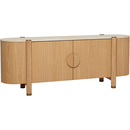 001 SI-2531119 | Primary Silo | Thorne Credenza by Interlude Home in saddle, honey, antique brass. Made from oak, marble, iron in a unique style.