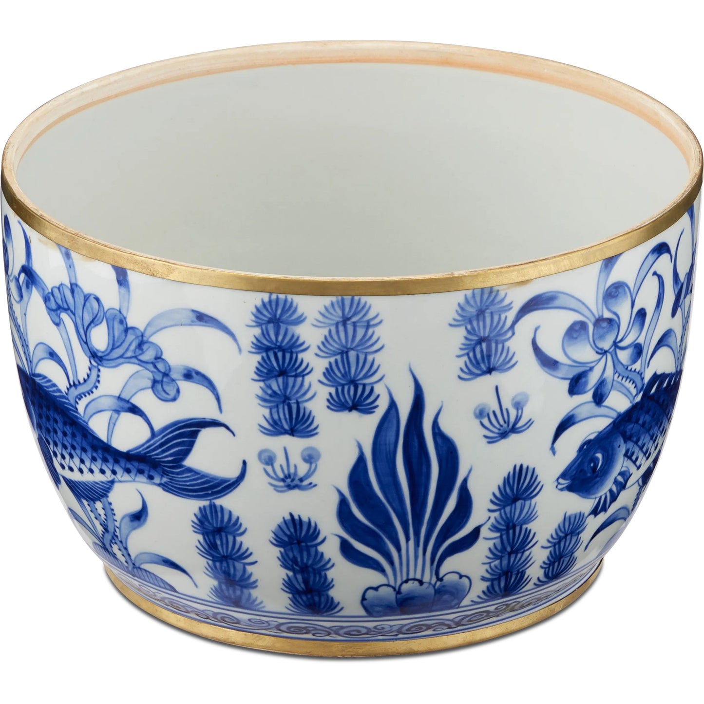 003 SI-2257235 | Additional Silo | Rice Tureen Set by Currey and Company in white, blue, brass. Made from ceramic, brass in a unique style.