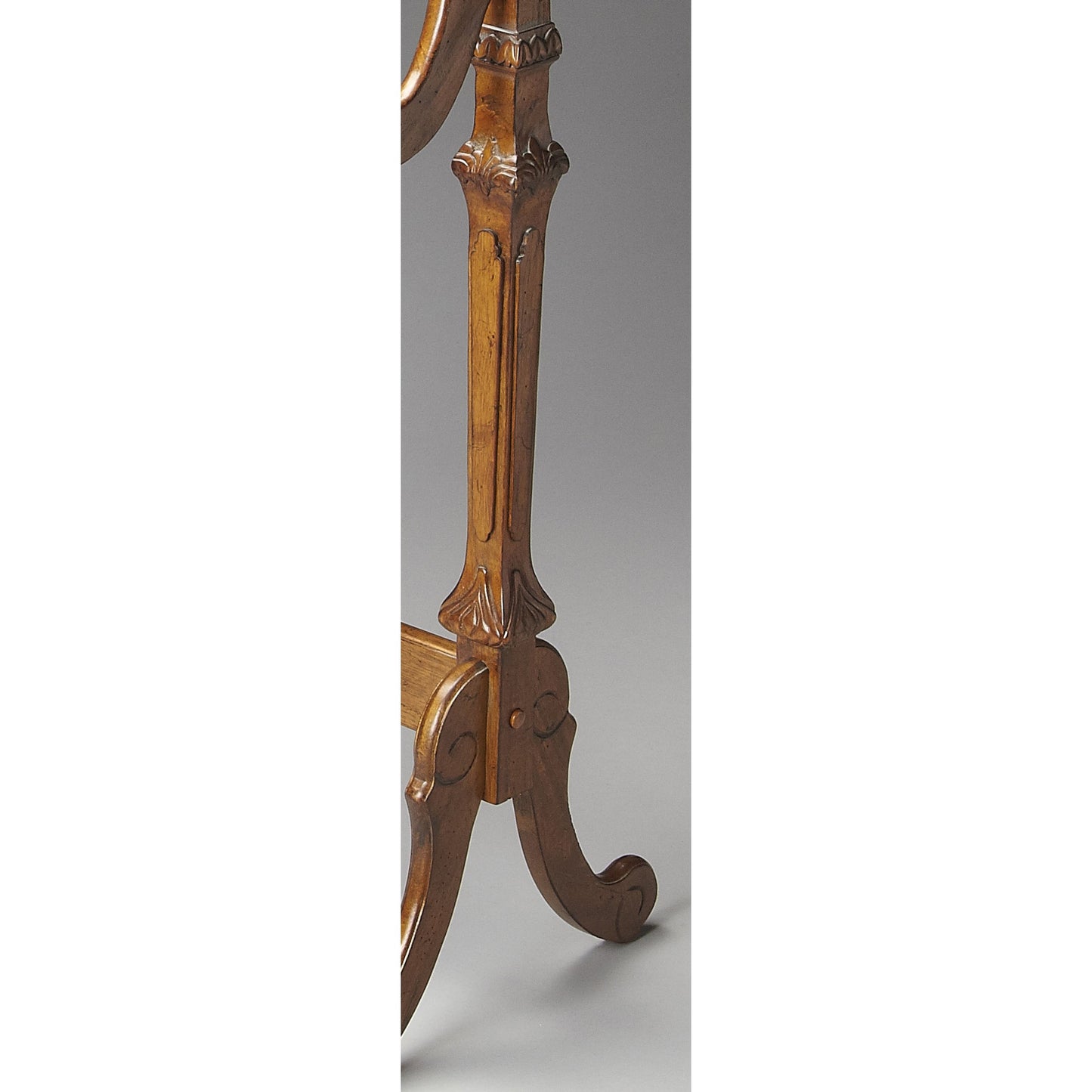 014 O-BUTLER-1910001 | Closeup | Newhouse Blanket Stand by Butler Specialty Company. Made from rubberwood solids, resin in a traditional style.