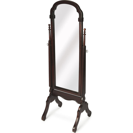 001 O-BUTLER-1911024 | Primary Silo | Meredith Cheval Mirror by Butler Specialty Company in dark brown and plantation cherry. Made from poplar hardwood solids, mirrored glass in a traditional style.