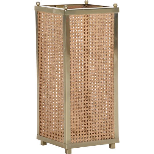 Dunbar Umbrella Stand by Wildwood in antique brass, natural. Made from metal/cane in a cottage & farmhouse style.