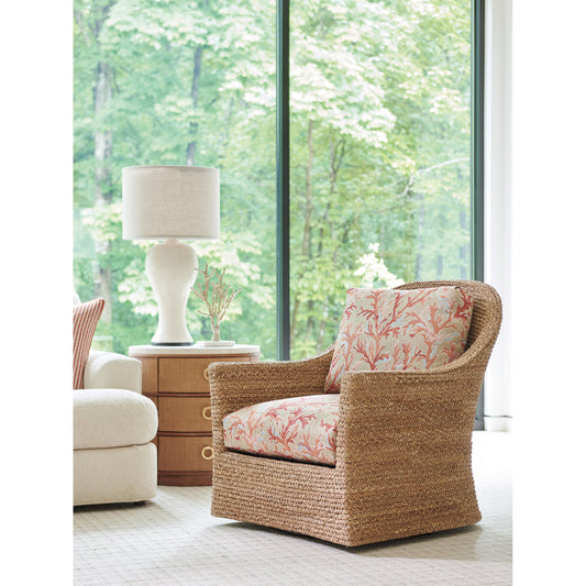 Soren Swivel Chair by Tommy Bahama Home in sonoran. Made from unique in a coastal style.