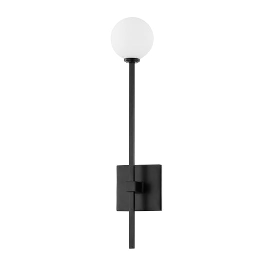 Pellar 1 Light Wall Sconce by Hudson Valley in black brass. Made from steel in a modern style.